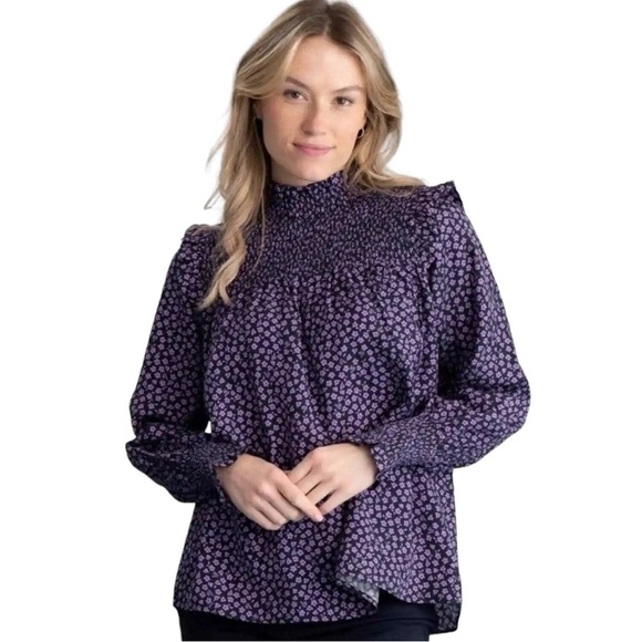 NWT BARBOUR Midhurst Floral Smocked Blouse - Picture 1 of 9